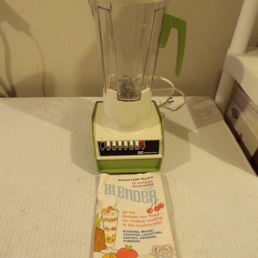 + Vintage70s PROCTOR SILEX 7-Speed Avocado Green Blender Mod 83301 READ
